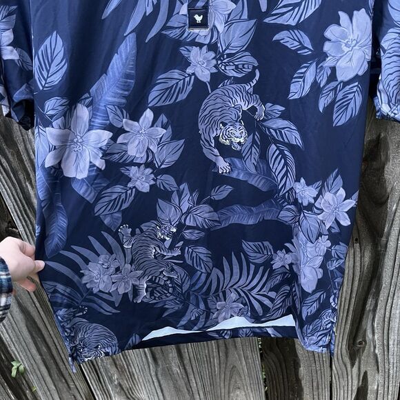 Bad Birdie Shirt Mens Medium Blue Crouching Tiger Polo Golf Performance Stretch - Picture 6 of 12